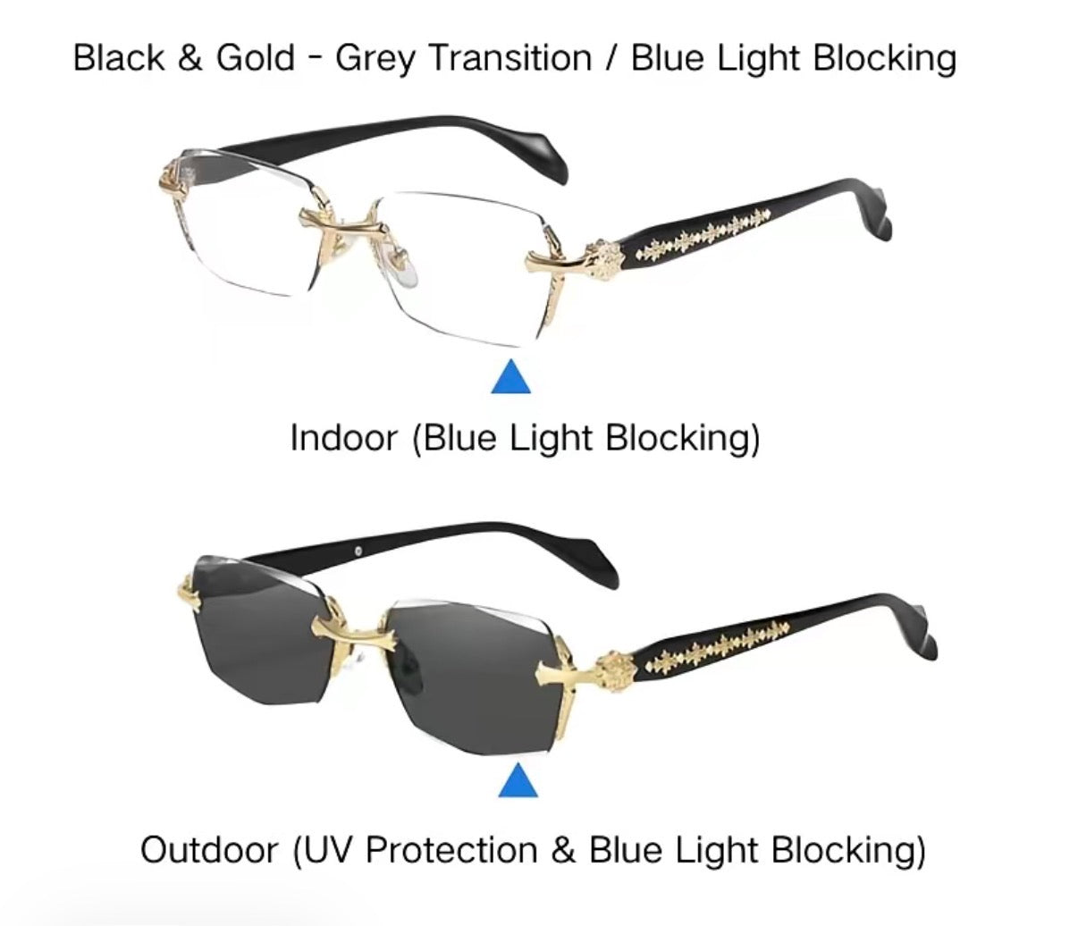 LuxeGold Transition Blue-Light Blocking Glasses